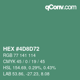 Color code: HEX #4D8D72 | qconv.com