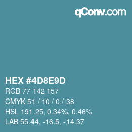Color code: HEX #4D8E9D | qconv.com