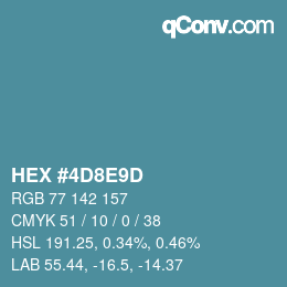 Color code: HEX #4D8E9D | qconv.com