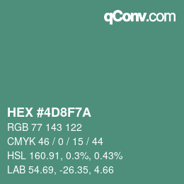 颜色代码: HEX #4D8F7A | qconv.com