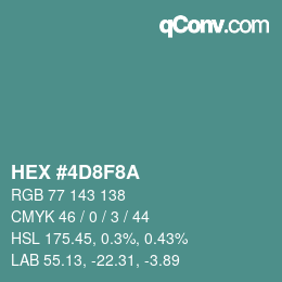 Color code: HEX #4D8F8A | qconv.com