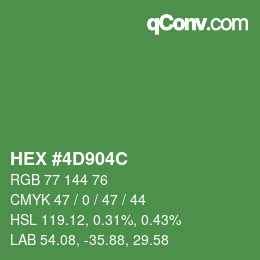 Color code: HEX #4D904C | qconv.com