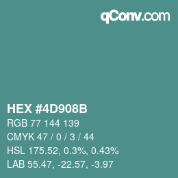 Color code: HEX #4D908B | qconv.com