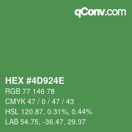 Color code: HEX #4D924E | qconv.com