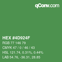 カラーコード: HEX #4D924F | qconv.com