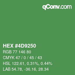 カラーコード: HEX #4D9250 | qconv.com