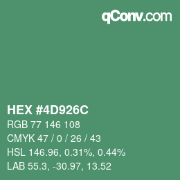 Color code: HEX #4D926C | qconv.com