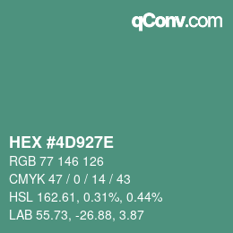 Color code: HEX #4D927E | qconv.com