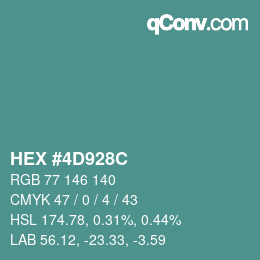 カラーコード: HEX #4D928C | qconv.com