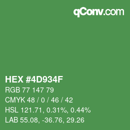 Color code: HEX #4D934F | qconv.com