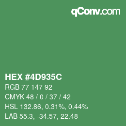 Color code: HEX #4D935C | qconv.com