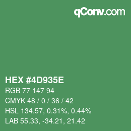 Color code: HEX #4D935E | qconv.com