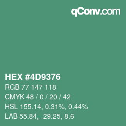 颜色代码: HEX #4D9376 | qconv.com