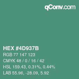 Color code: HEX #4D937B | qconv.com
