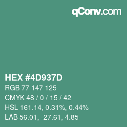 颜色代码: HEX #4D937D | qconv.com