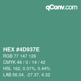 Farbcode: HEX #4D937E | qconv.com