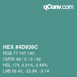 Color code: HEX #4D938C | qconv.com