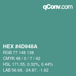 Color code: HEX #4D948A | qconv.com