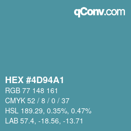 カラーコード: HEX #4D94A1 | qconv.com