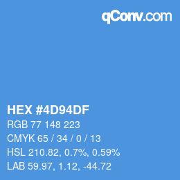 カラーコード: HEX #4D94DF | qconv.com