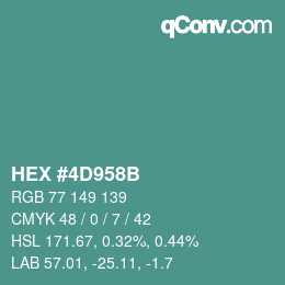 Color code: HEX #4D958B | qconv.com