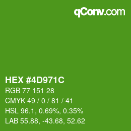 Code couleur: HEX #4D971C | qconv.com