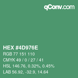Color code: HEX #4D976E | qconv.com