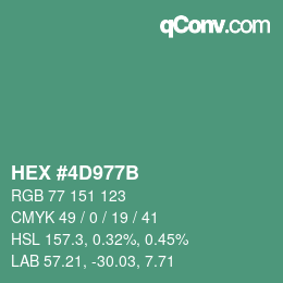 Color code: HEX #4D977B | qconv.com