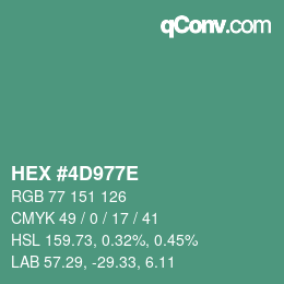 Color code: HEX #4D977E | qconv.com