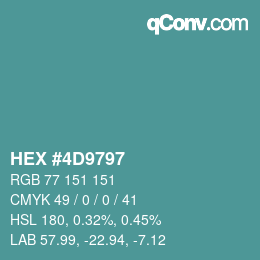カラーコード: HEX #4D9797 | qconv.com