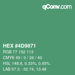 Color code: HEX #4D9871 | qconv.com