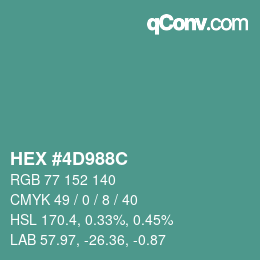 Color code: HEX #4D988C | qconv.com
