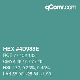Color code: HEX #4D988E | qconv.com