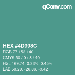 Color code: HEX #4D998C | qconv.com