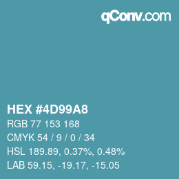 カラーコード: HEX #4D99A8 | qconv.com
