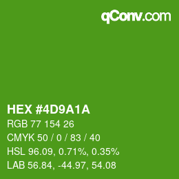 Color code: HEX #4D9A1A | qconv.com