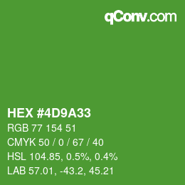 Color code: HEX #4D9A33 | qconv.com