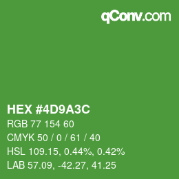 Color code: HEX #4D9A3C | qconv.com