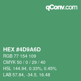 Color code: HEX #4D9A6D | qconv.com