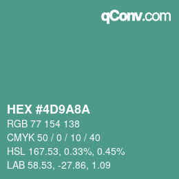 Color code: HEX #4D9A8A | qconv.com
