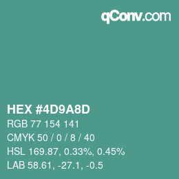 Color code: HEX #4D9A8D | qconv.com