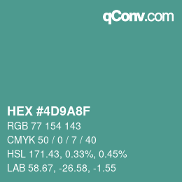 カラーコード: HEX #4D9A8F | qconv.com