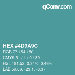Color code: HEX #4D9A9C | qconv.com