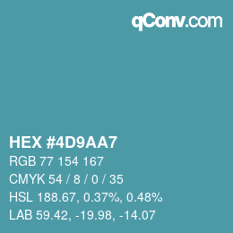 Code couleur: HEX #4D9AA7 | qconv.com
