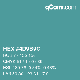 Color code: HEX #4D9B9C | qconv.com