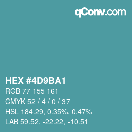 カラーコード: HEX #4D9BA1 | qconv.com