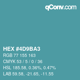 颜色代码: HEX #4D9BA3 | qconv.com