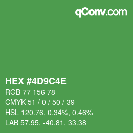 Color code: HEX #4D9C4E | qconv.com
