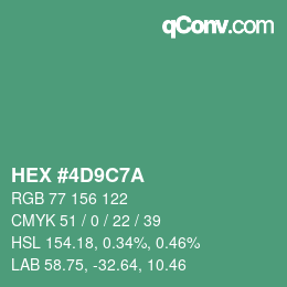 Color code: HEX #4D9C7A | qconv.com