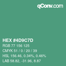 カラーコード: HEX #4D9C7D | qconv.com